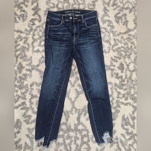American Eagle Outfitters Dark Blue Mid Rise Cropped Jeans Sz 8